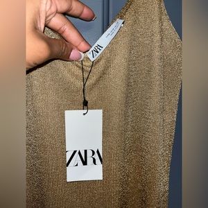 Zara Gold Shimmer Slip Dress - Medium